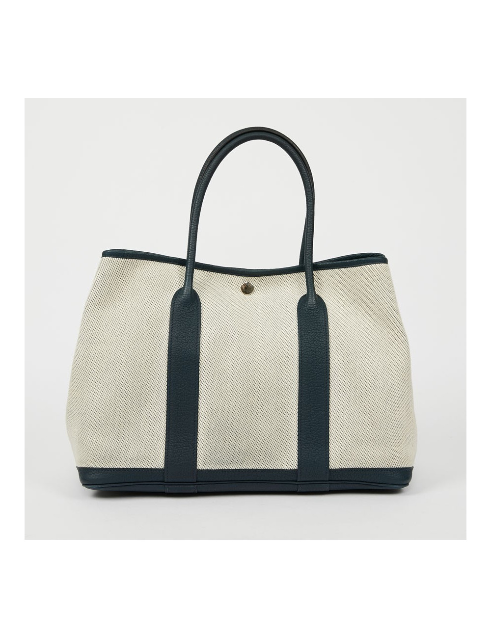 Sac Garden Party HERMES toile et taurillon clémence bleu