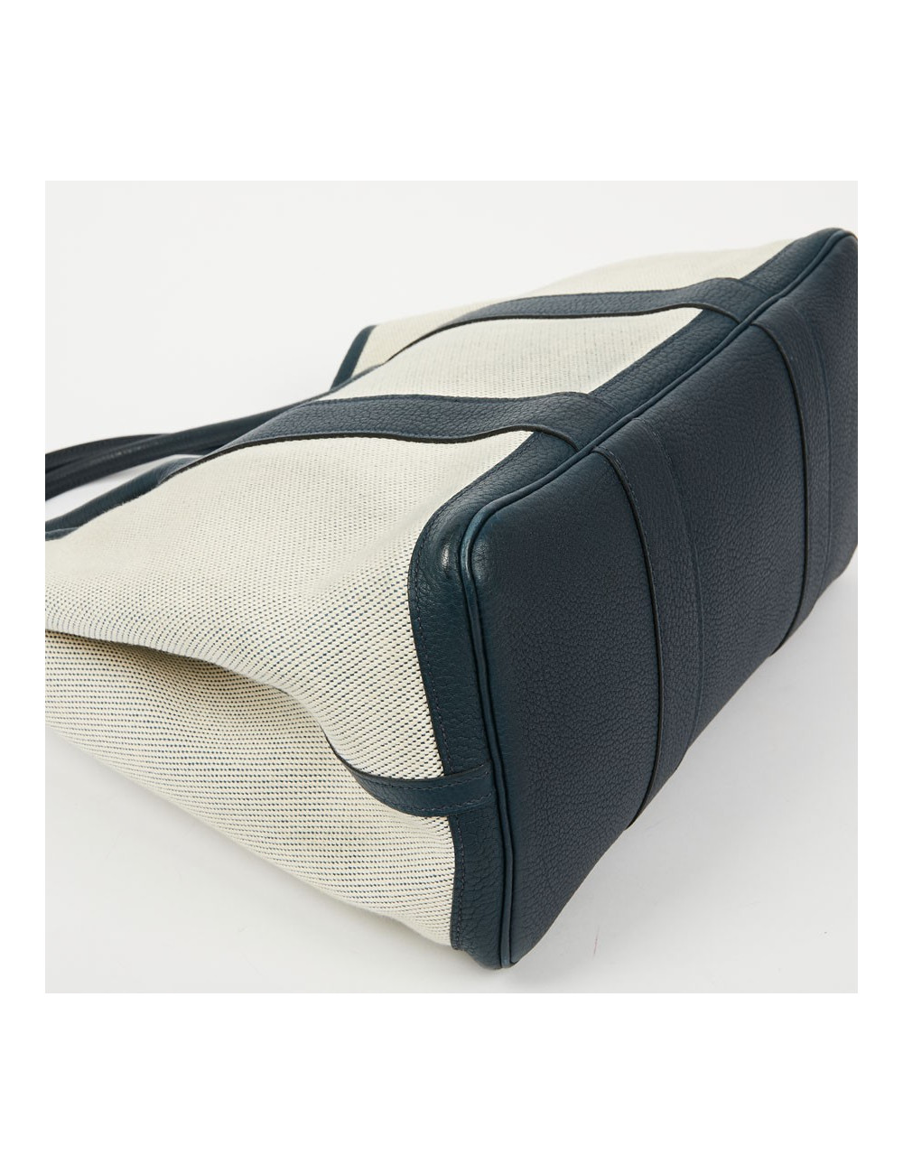 Sac Garden Party HERMES toile et taurillon clémence bleu