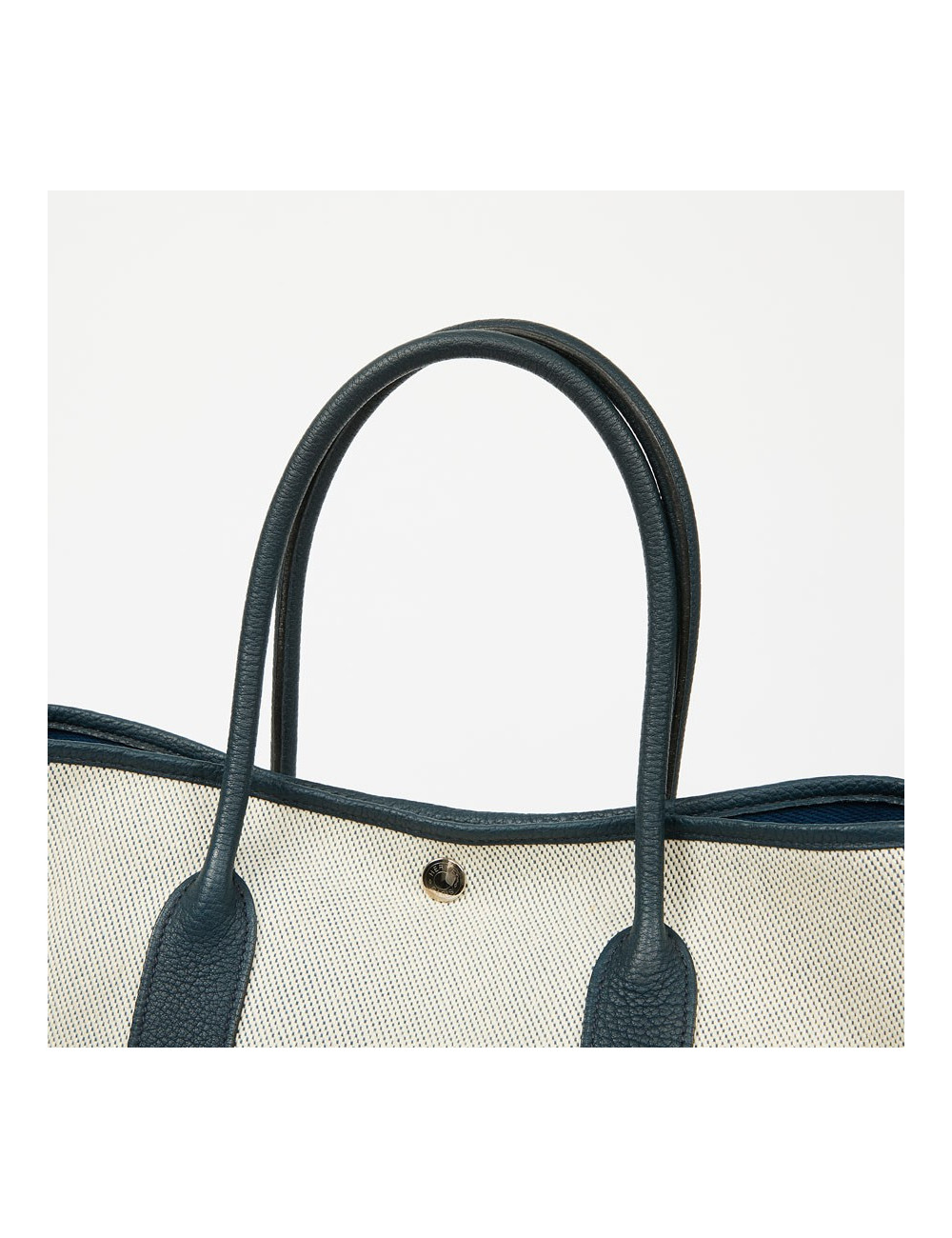 Sac Garden Party HERMES toile et taurillon clémence bleu