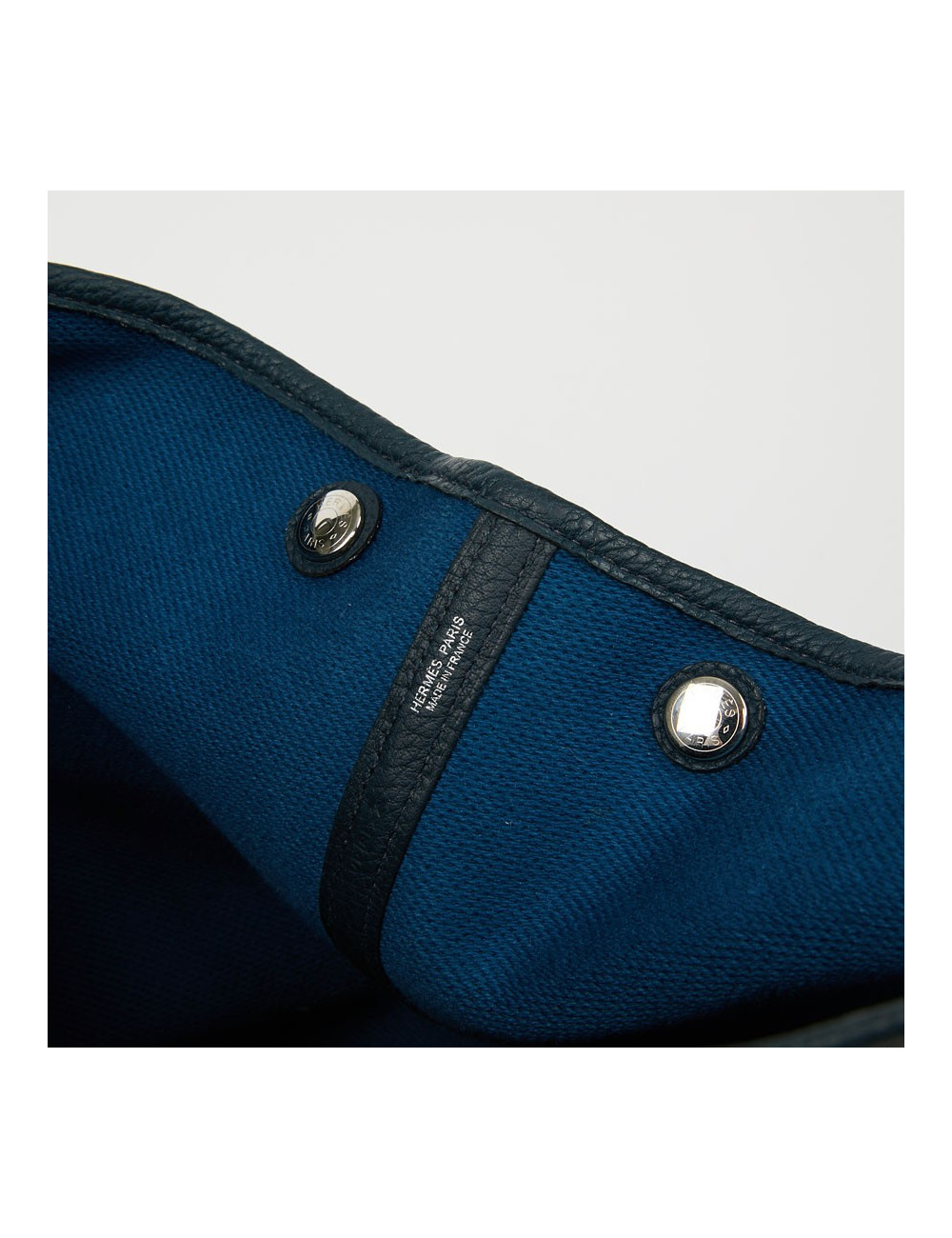 Sac Garden Party HERMES toile et taurillon clémence bleu