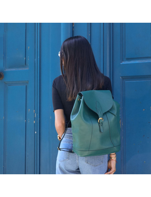 Sac à dos HERMES vintage cuir grainé vert