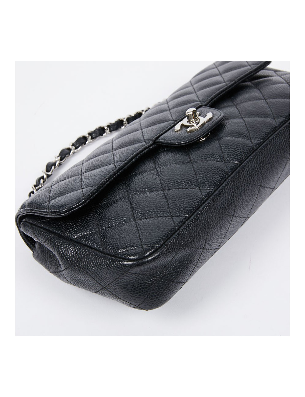 Sac baguette CHANEL cuir caviar noir