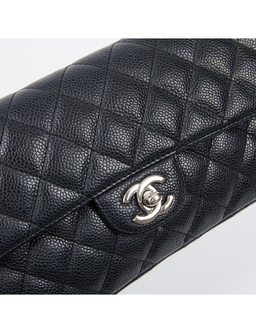 Sac baguette CHANEL cuir caviar noir