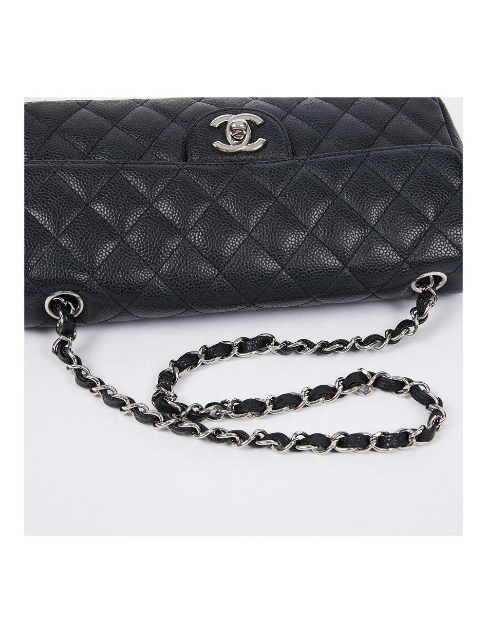 Sac baguette CHANEL cuir caviar noir
