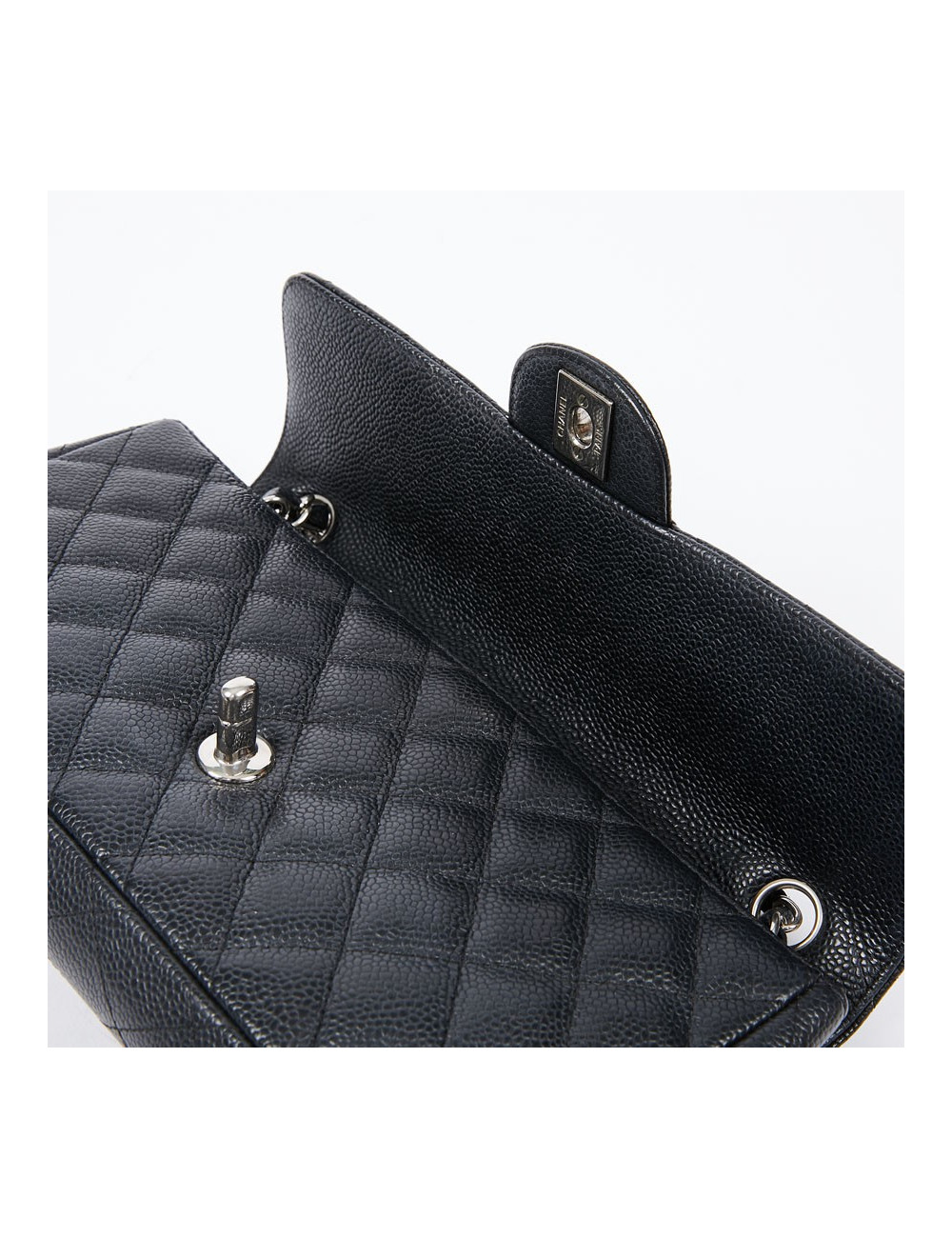 Sac baguette CHANEL cuir caviar noir