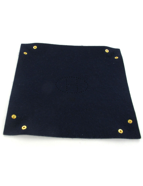 Vide poche HERMES en feutrine bleu marine 