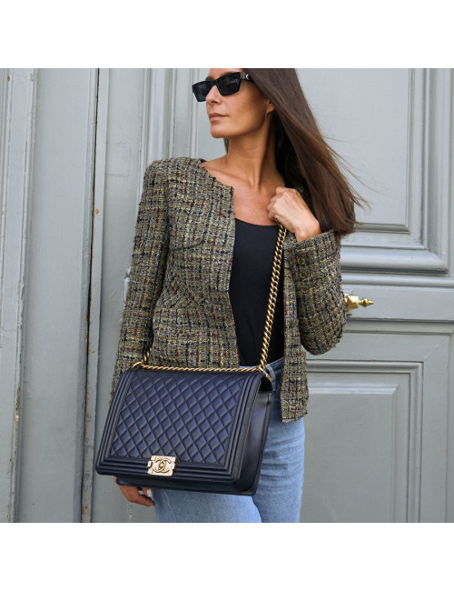 Sac "BOY" CHANEL cuir noir matelassé