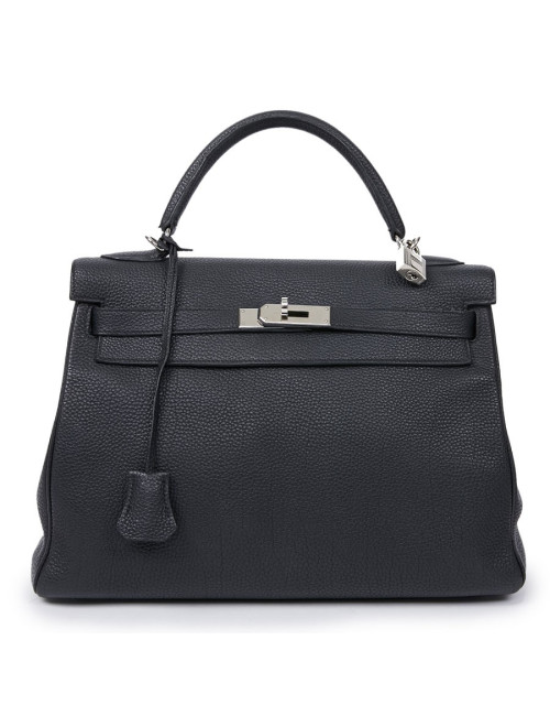 Kelly II HERMES Togo noir avec bandoulière 