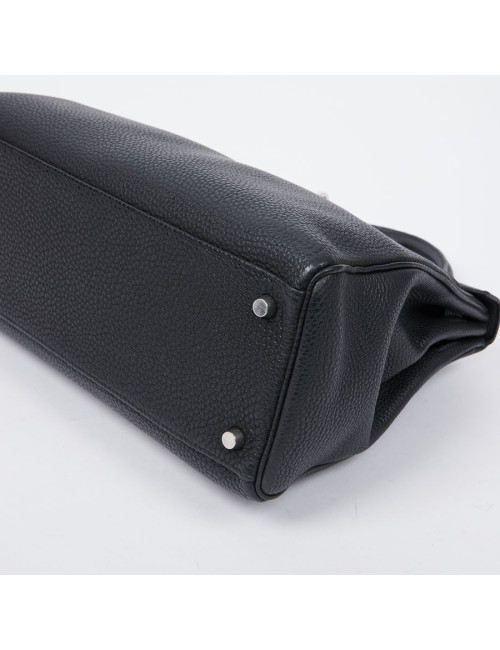 Kelly II HERMES Togo noir avec bandoulière 
