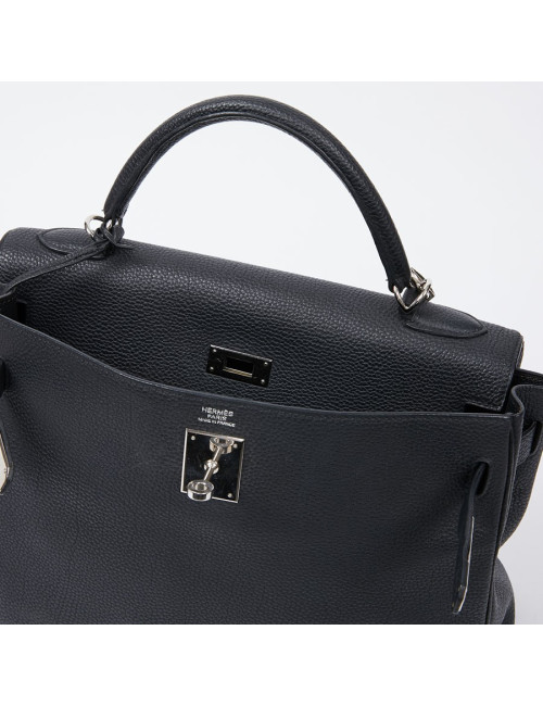Kelly II HERMES Togo noir avec bandoulière 