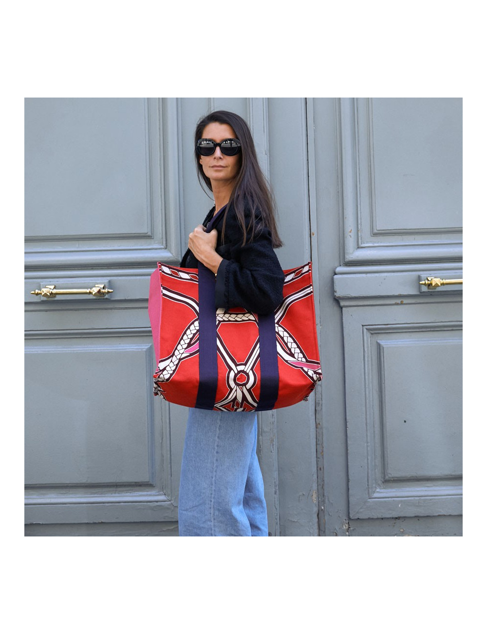 Sac de plage HERMES Maxi en toile imprimé