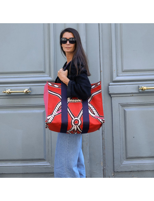 Sac de plage HERMES Maxi en toile imprimé