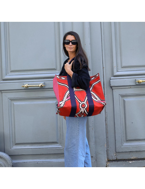 Sac de plage HERMES Maxi en toile imprimé