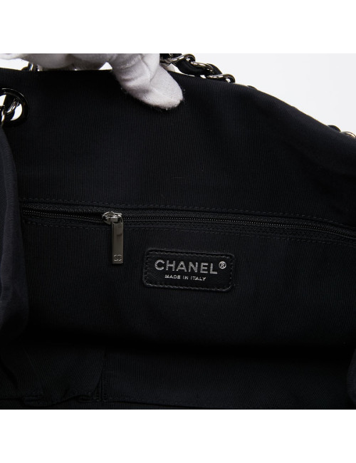 Sac CHANEL en piqué noir et blanc