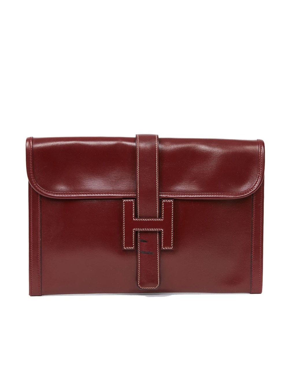 HERMES Jige pochette cuir rouge H