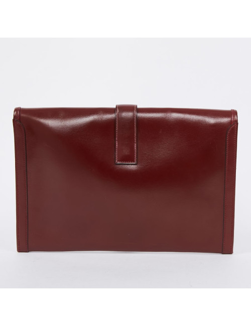 Pochette HERMES Jige cuir bordeaux