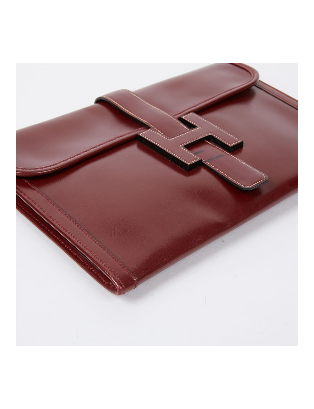 HERMES Jige pochette cuir rouge H