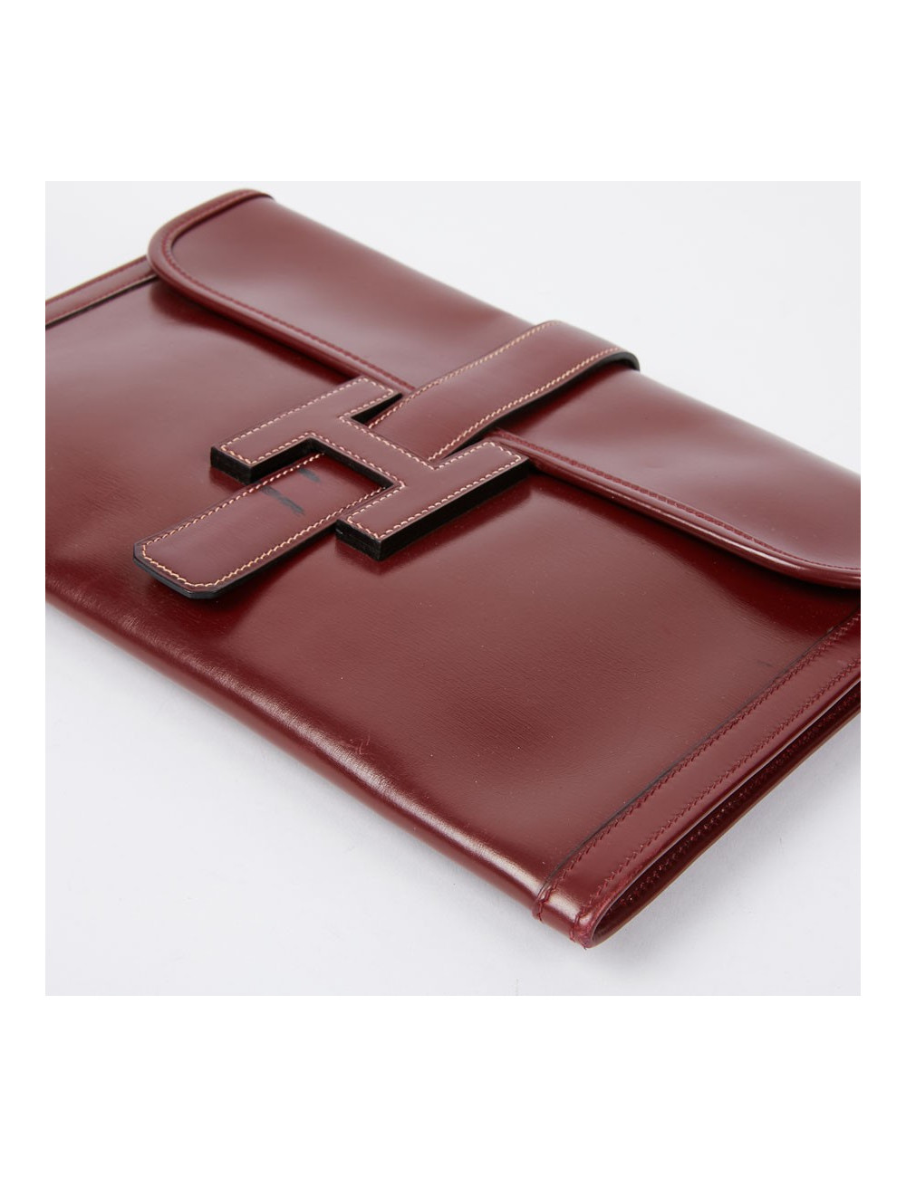 Pochette HERMES Jige cuir bordeaux