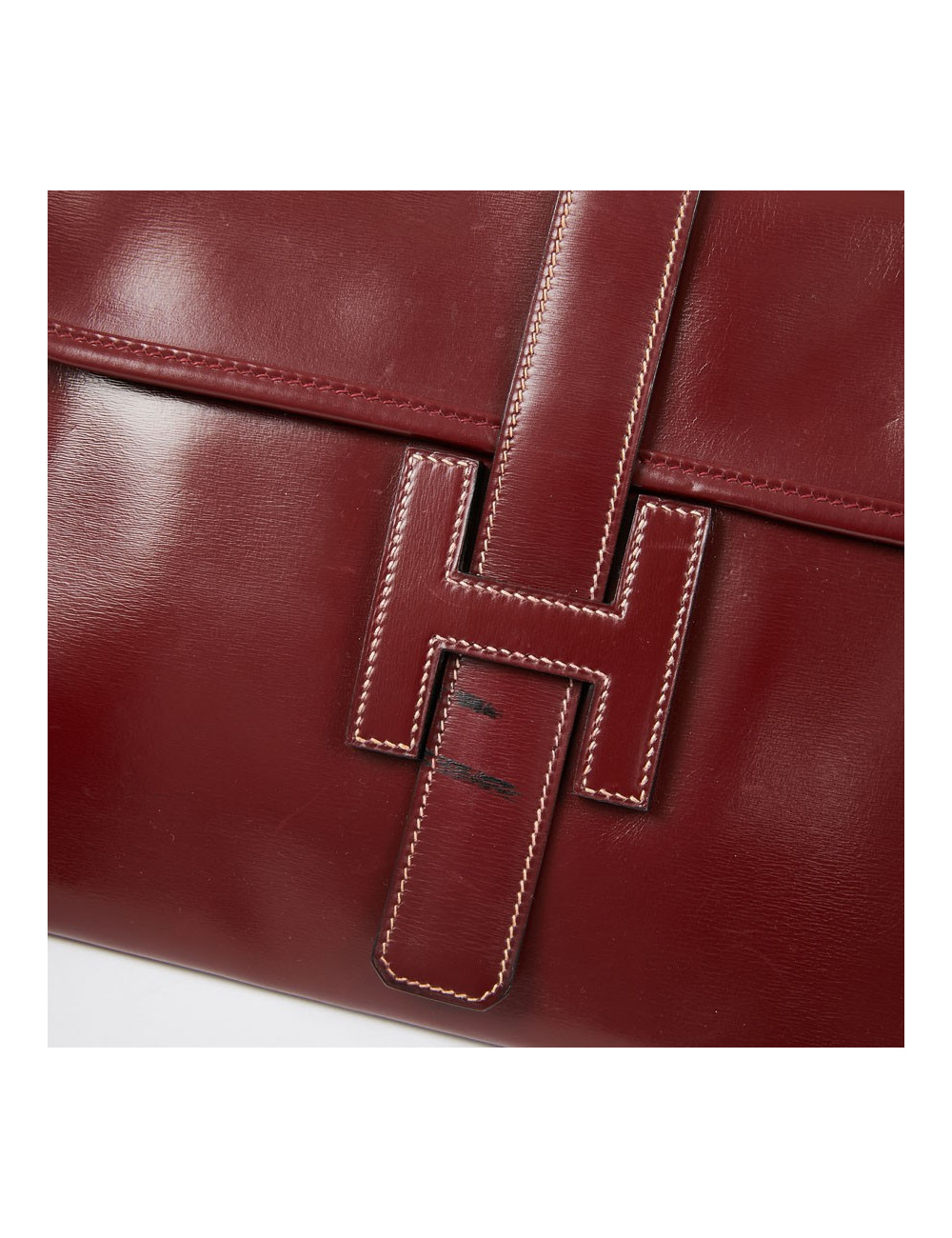 Pochette HERMES Jige cuir bordeaux