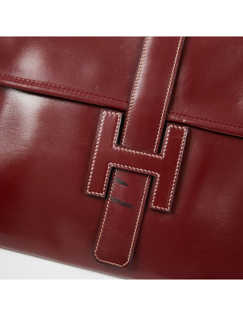 Pochette HERMES Jige cuir bordeaux