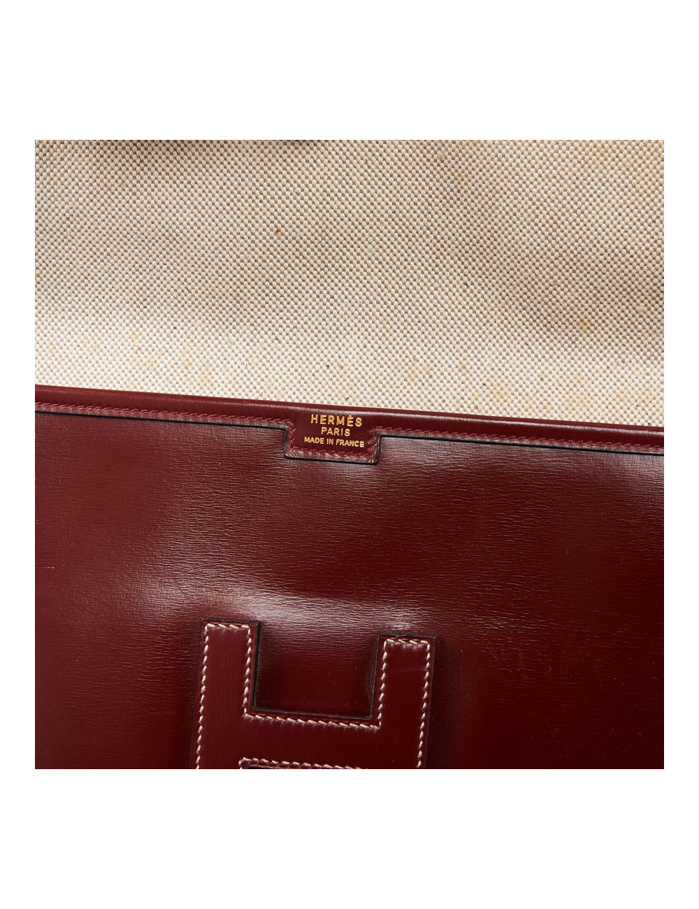 HERMES Jige pochette cuir rouge H
