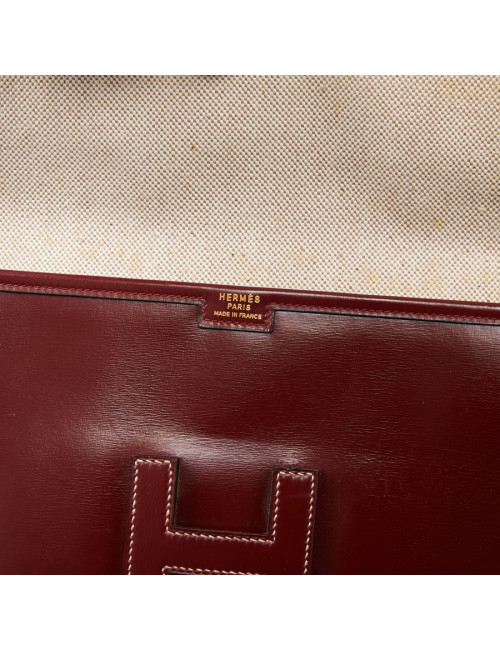 HERMES Jige pochette cuir rouge H
