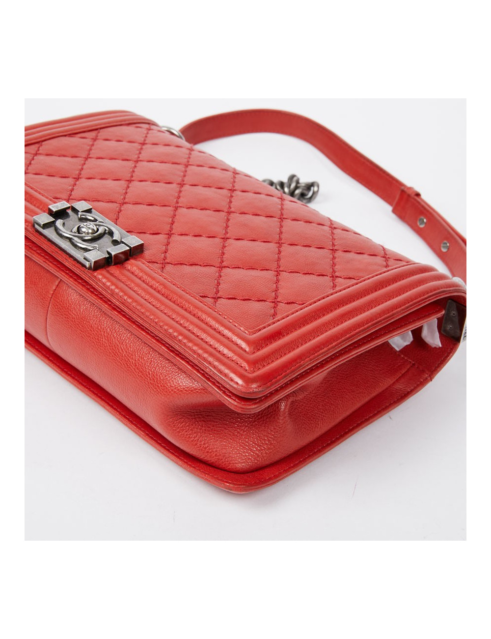 CHANEL Boy cuir rouge