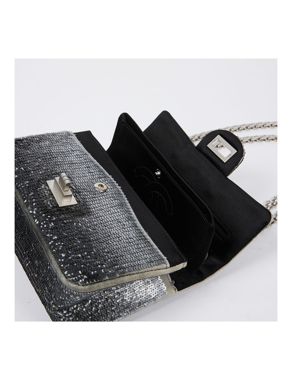 Sac CHANEL sequins argent