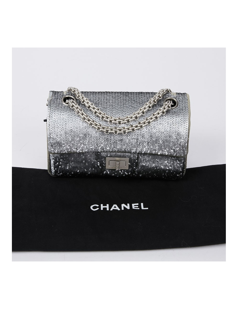 Sac CHANEL sequins argent