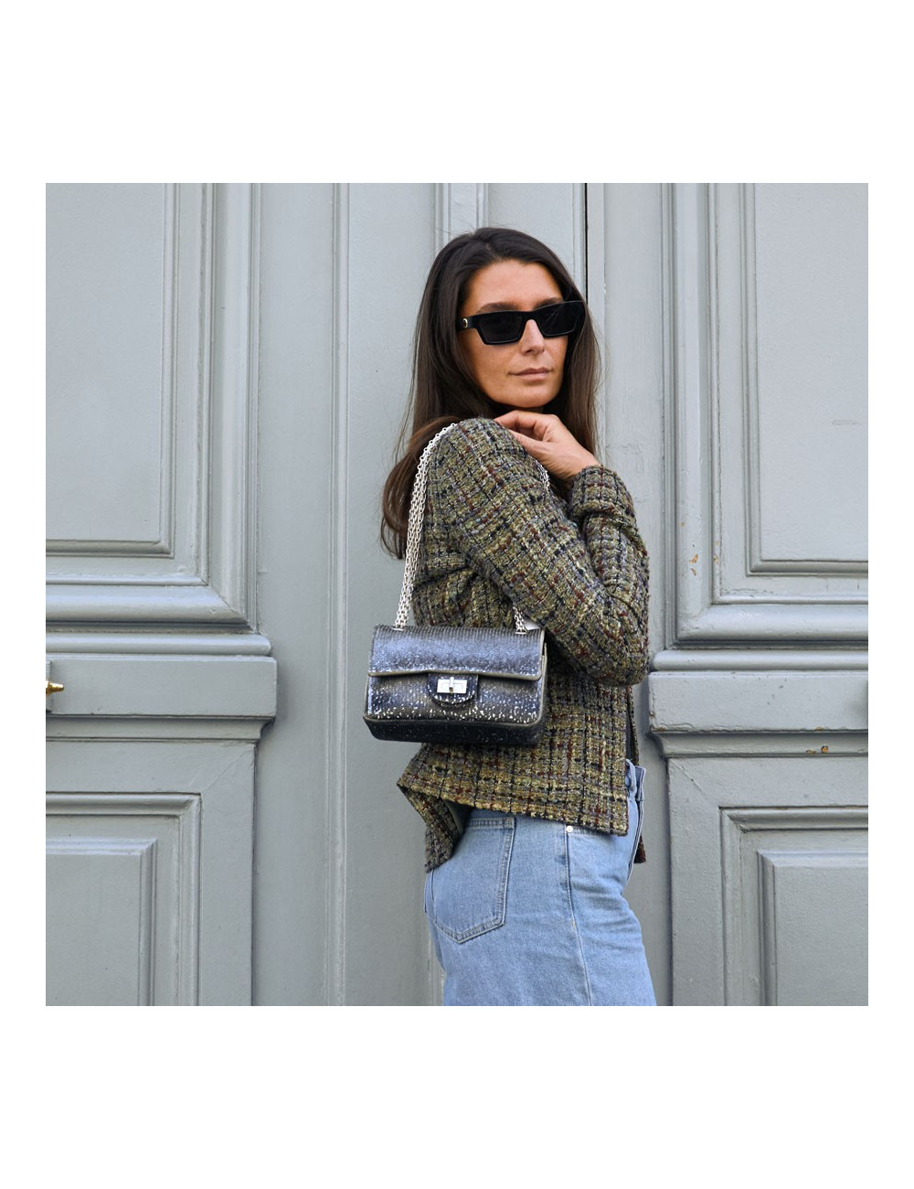 Sac CHANEL sequins argent