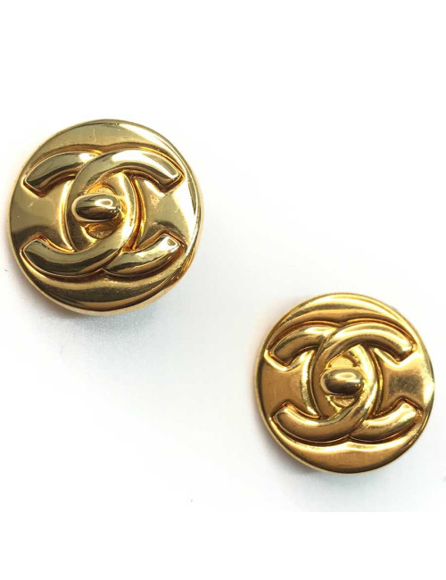 Clips CHANEL ronds dorés CC