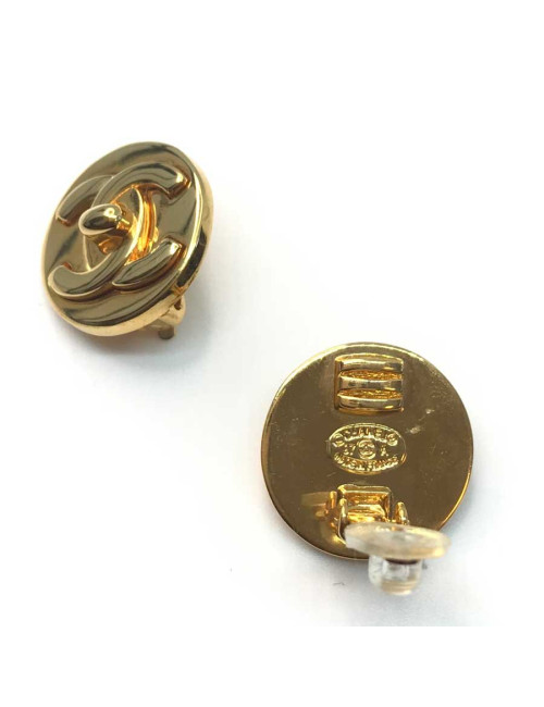 Clips CHANEL ronds dorés CC