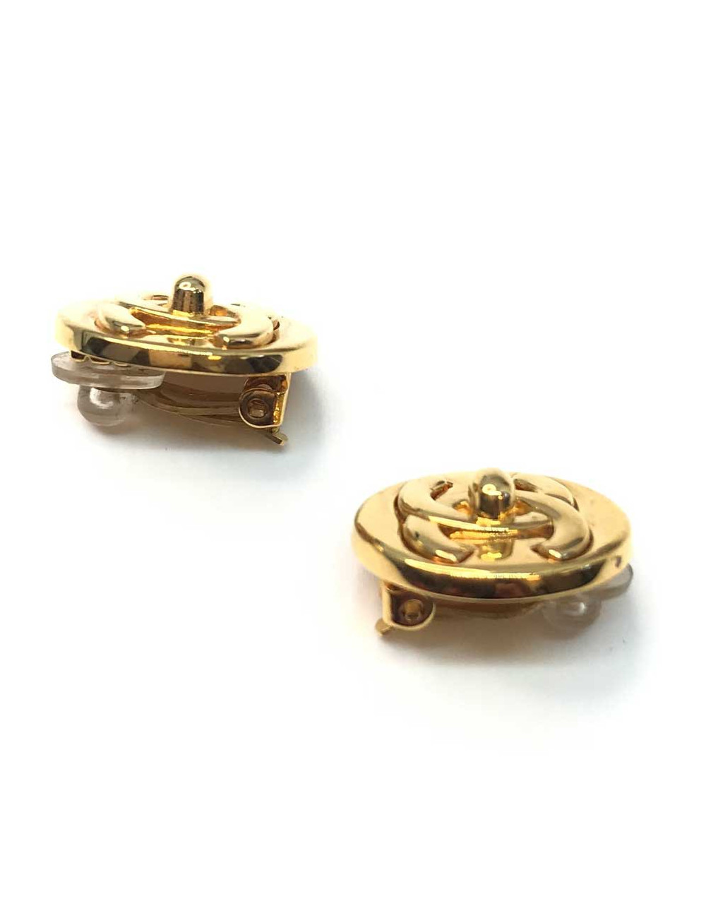 Clips cc rond doré CHANEL