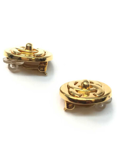 Clips CHANEL ronds dorés CC