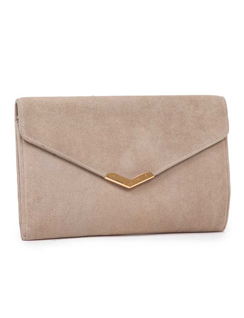 HERMES vintage clutch in naturel suede