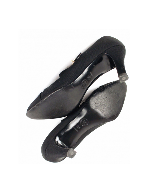 Escarpins "Babies" toile noire CHANEL