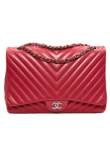 Grand sac CHANEL chevron Jumbo rose