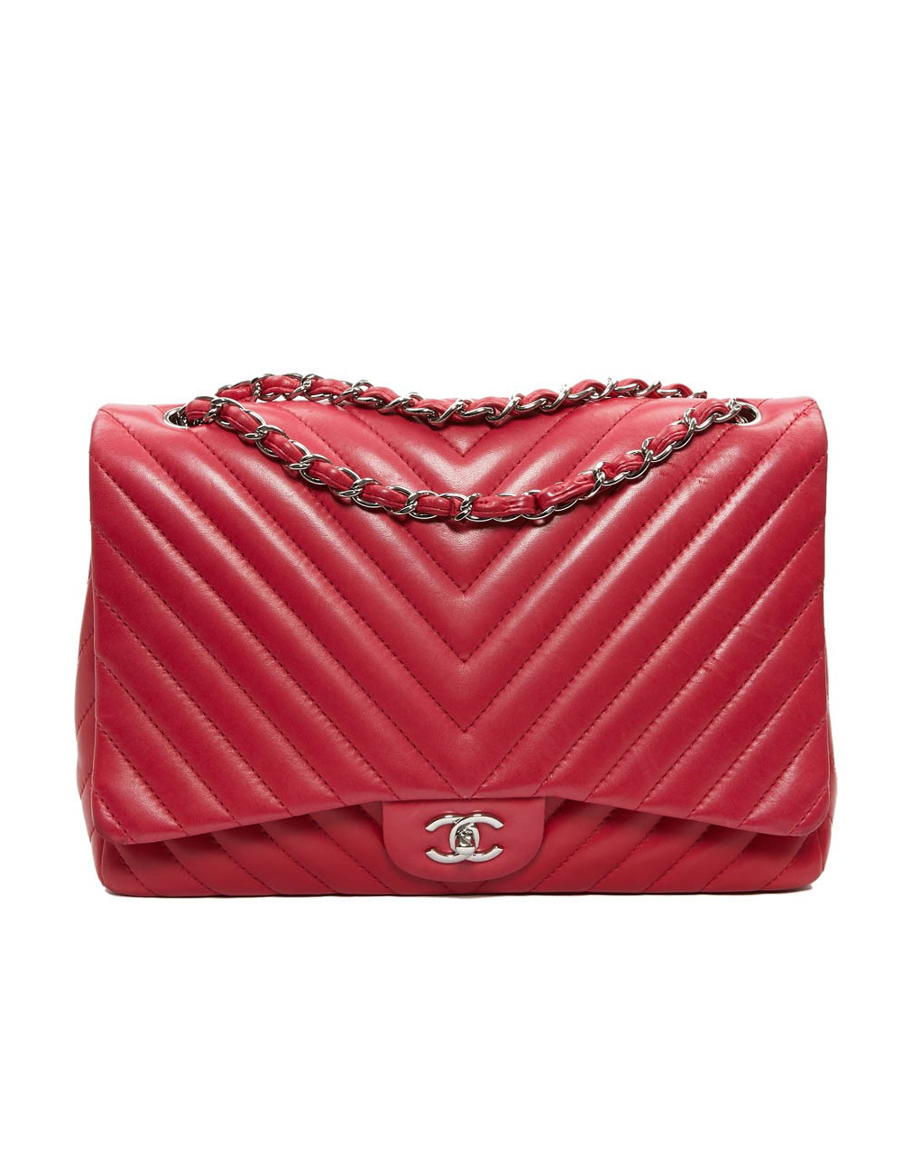 Grand sac CHANEL chevron Jumbo rose