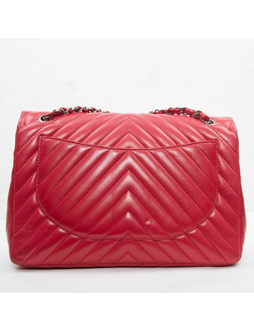 Grand sac CHANEL chevron Jumbo rose