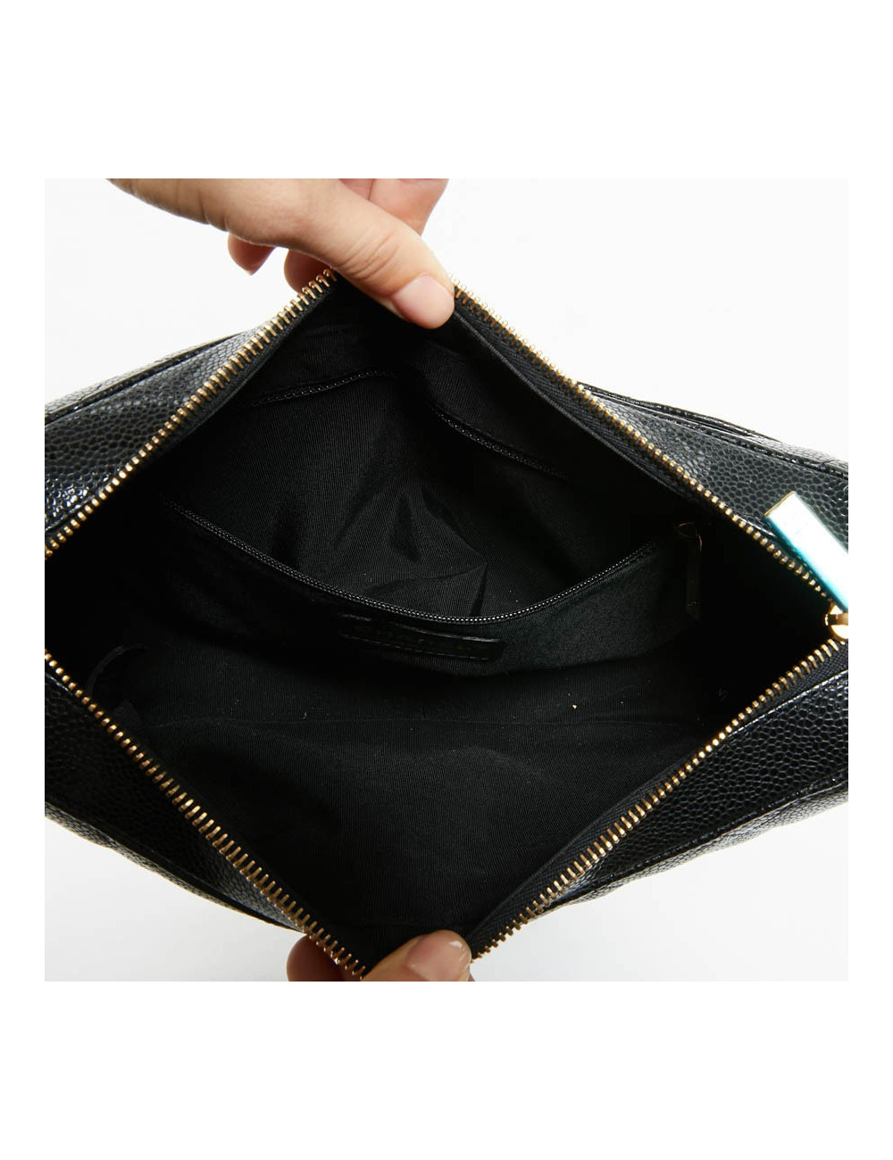 Sac CHANEL cuir grainé noir