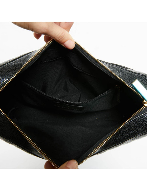 Sac CHANEL cuir grainé noir
