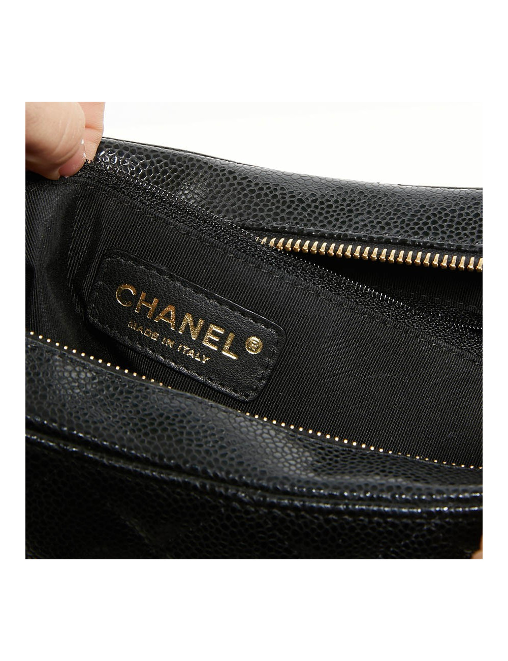 Sac CHANEL cuir grainé noir