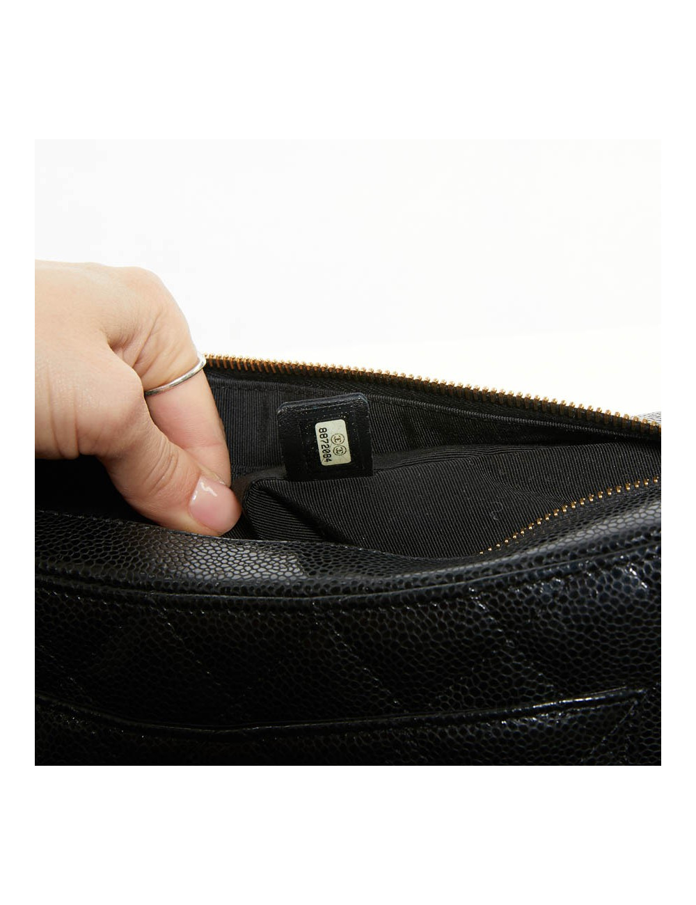 Sac CHANEL cuir grainé noir