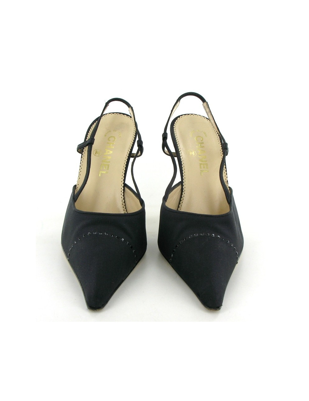 Escarpins CHANEL en tissu noir T 37,5