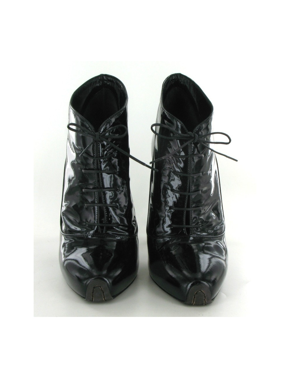 Bottines GIAMBATTISTA VALLI en cuir verni noir T 38,5