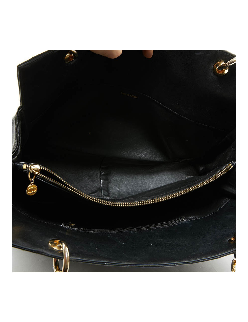 Shopping bag CHANEL cuir d'agneau noir