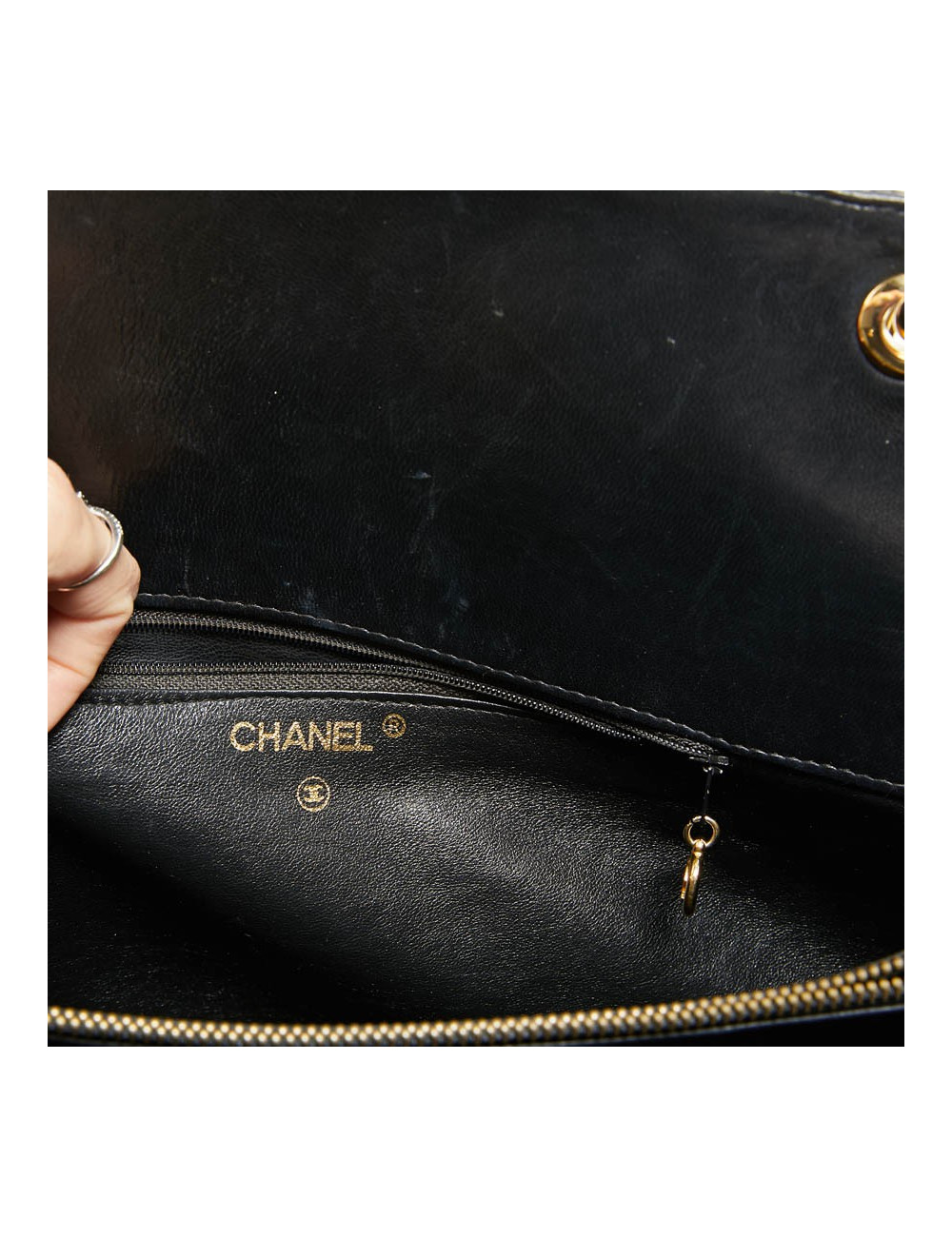 Shopping bag CHANEL cuir d'agneau noir