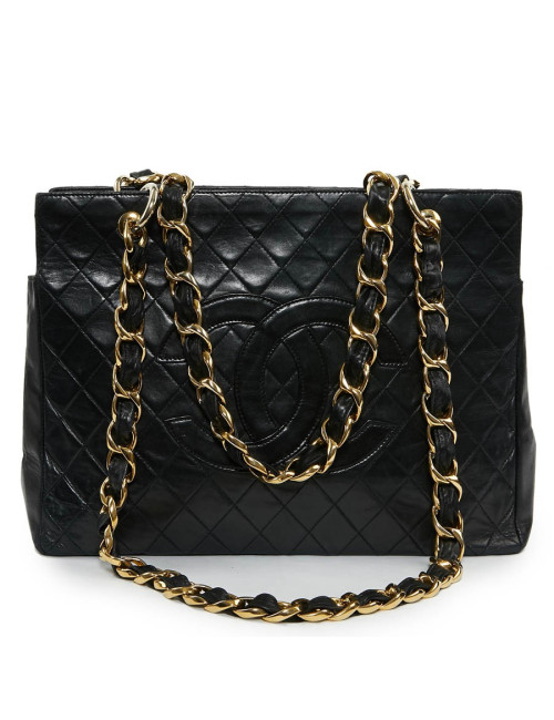 Shopping bag CHANEL cuir d'agneau noir