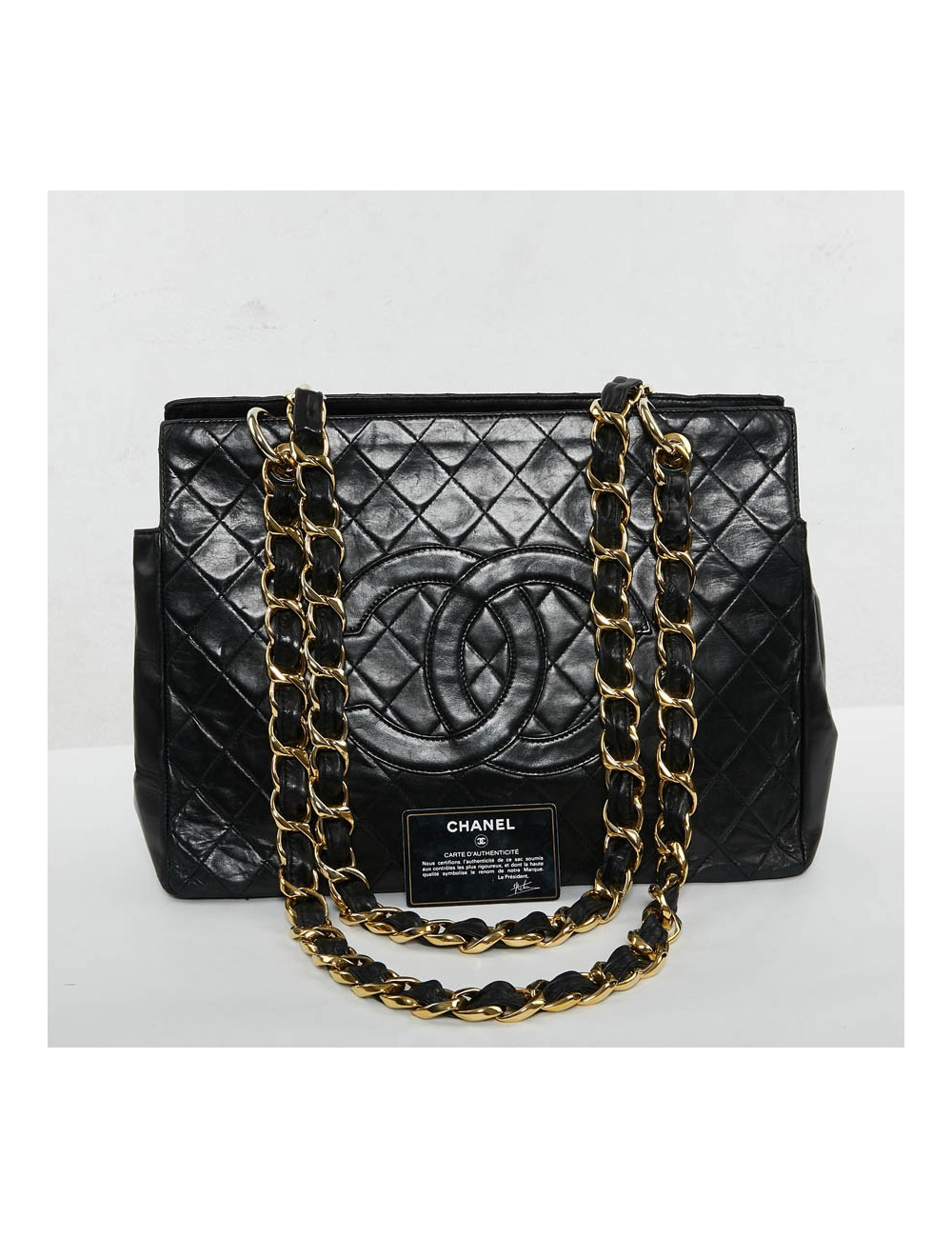 Shopping bag CHANEL cuir d'agneau noir