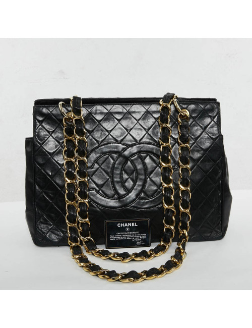 Shopping bag CHANEL cuir d'agneau noir